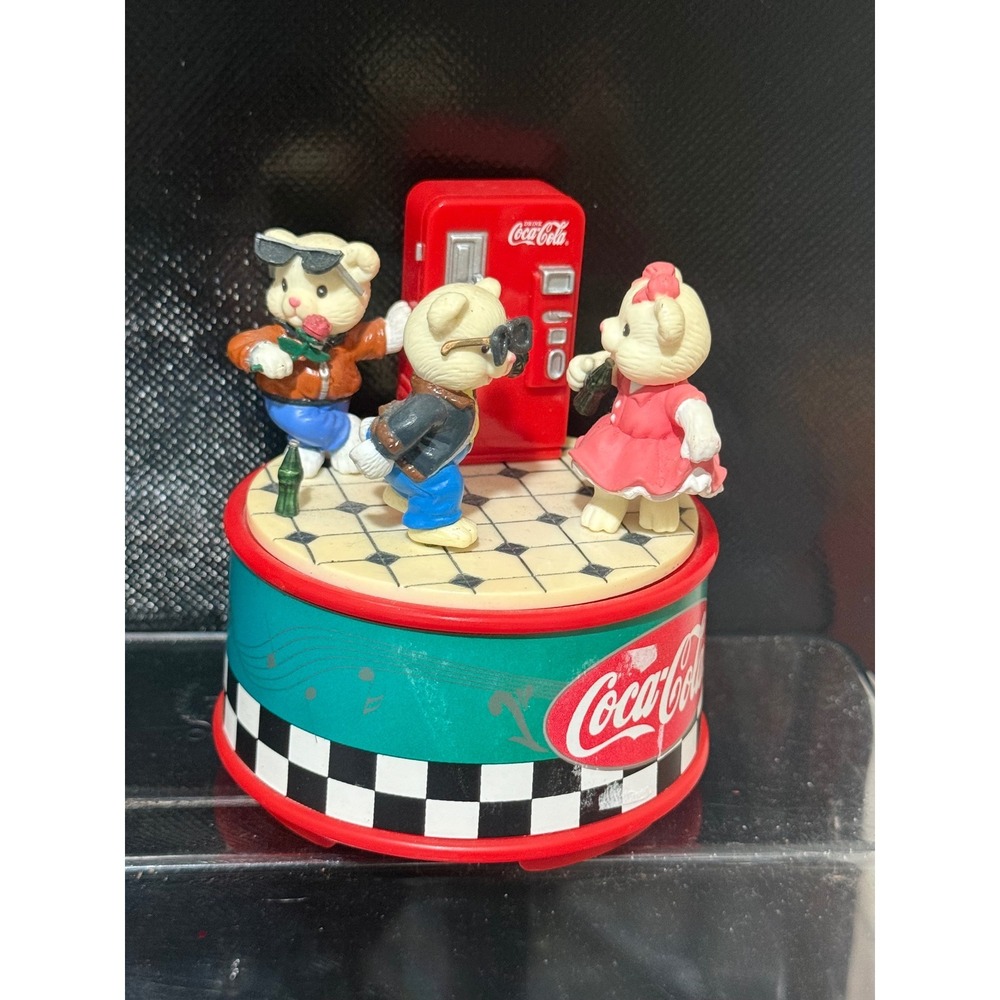 Vintage Coca-Cola Musical Polar Bears 50s Diner Soda Machine Figurine Retro